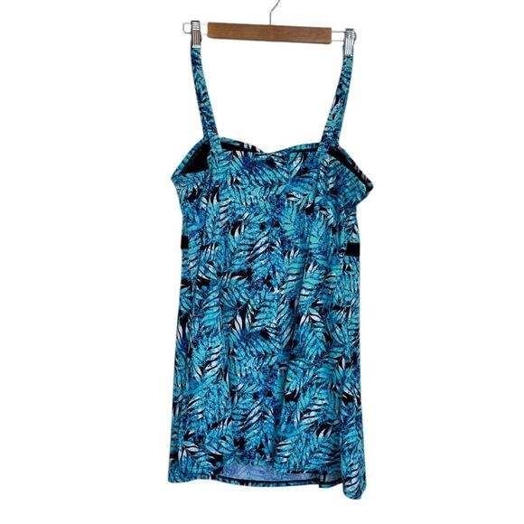 Not For Sale A Shore Fit Swimsuit Women 22W Blue One Piece Swim Dress‎ Tropical - Picture 5 of 7